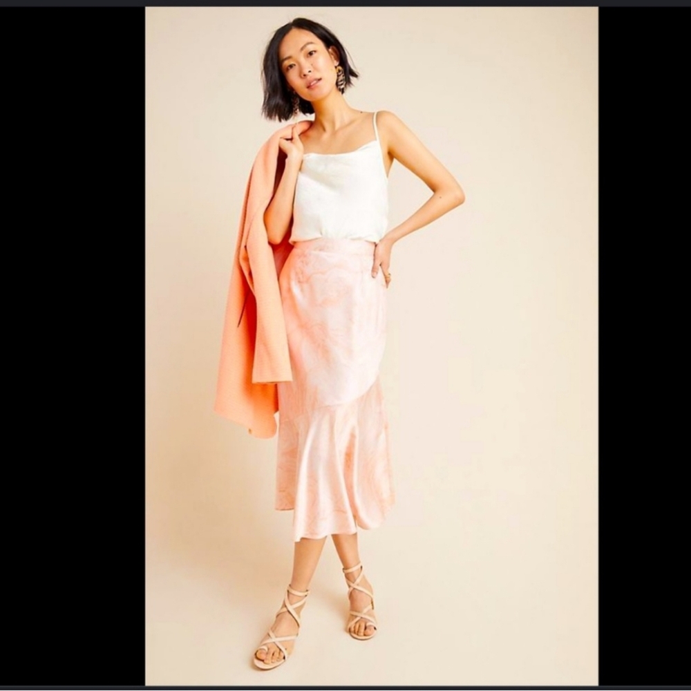 HUTCH Peach Marble Trumpet Midi Skirt size 6